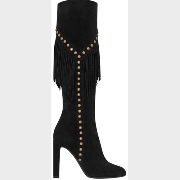 Saint Laurent Black Suede Boots - Picture 2 of 4